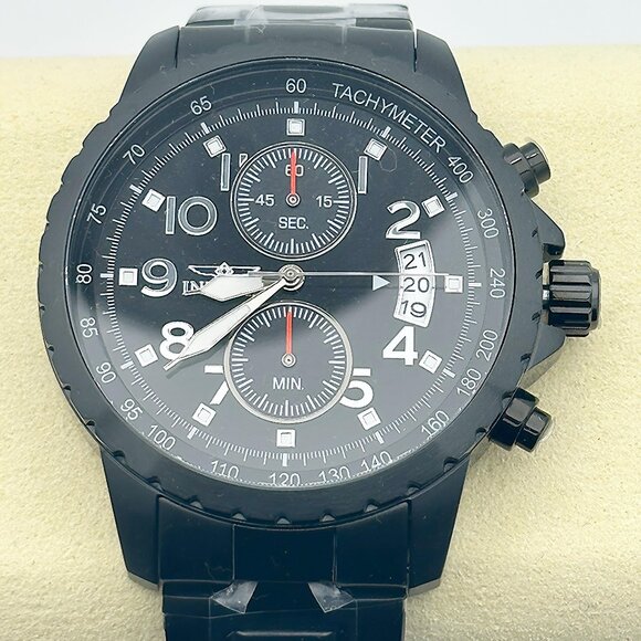 Invicta Specialty Chronograph Black Dial Black Ion-plated Men's Watch Tachymeter - Picture 5 of 9
